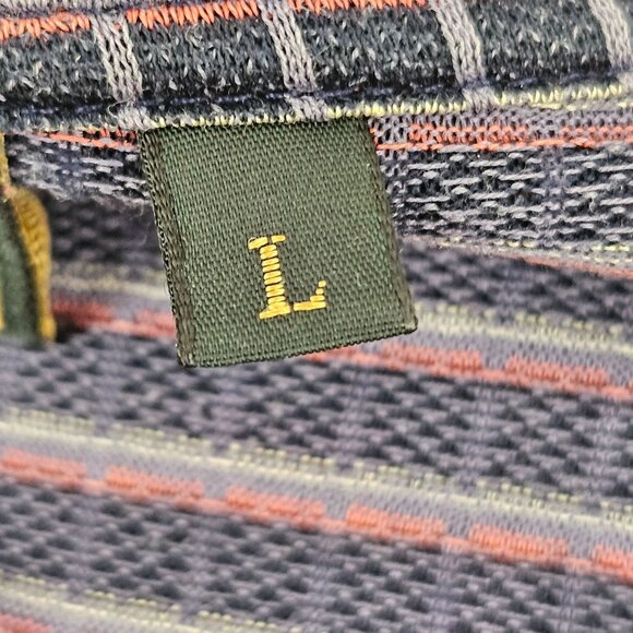 Bobby Jones Polo Shirt Mens Large Golf Striped Pattern Navy Red Short Sleeve - Picture 3 of 6